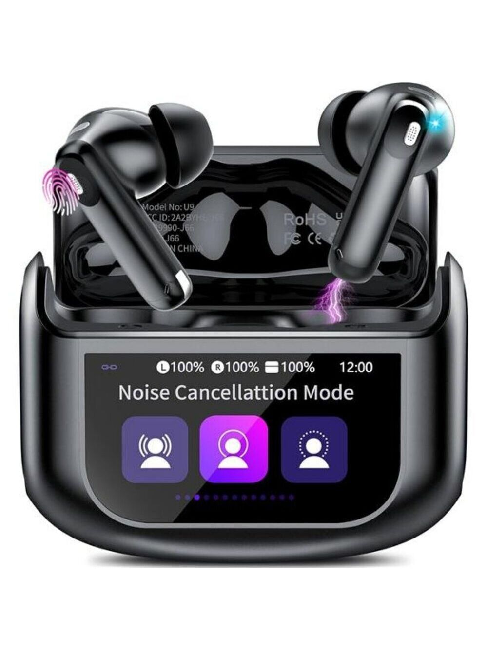 Bluetooth 5.4 Wireless Earbuds Noise Cancelling Bass Touchscreen Waterproof